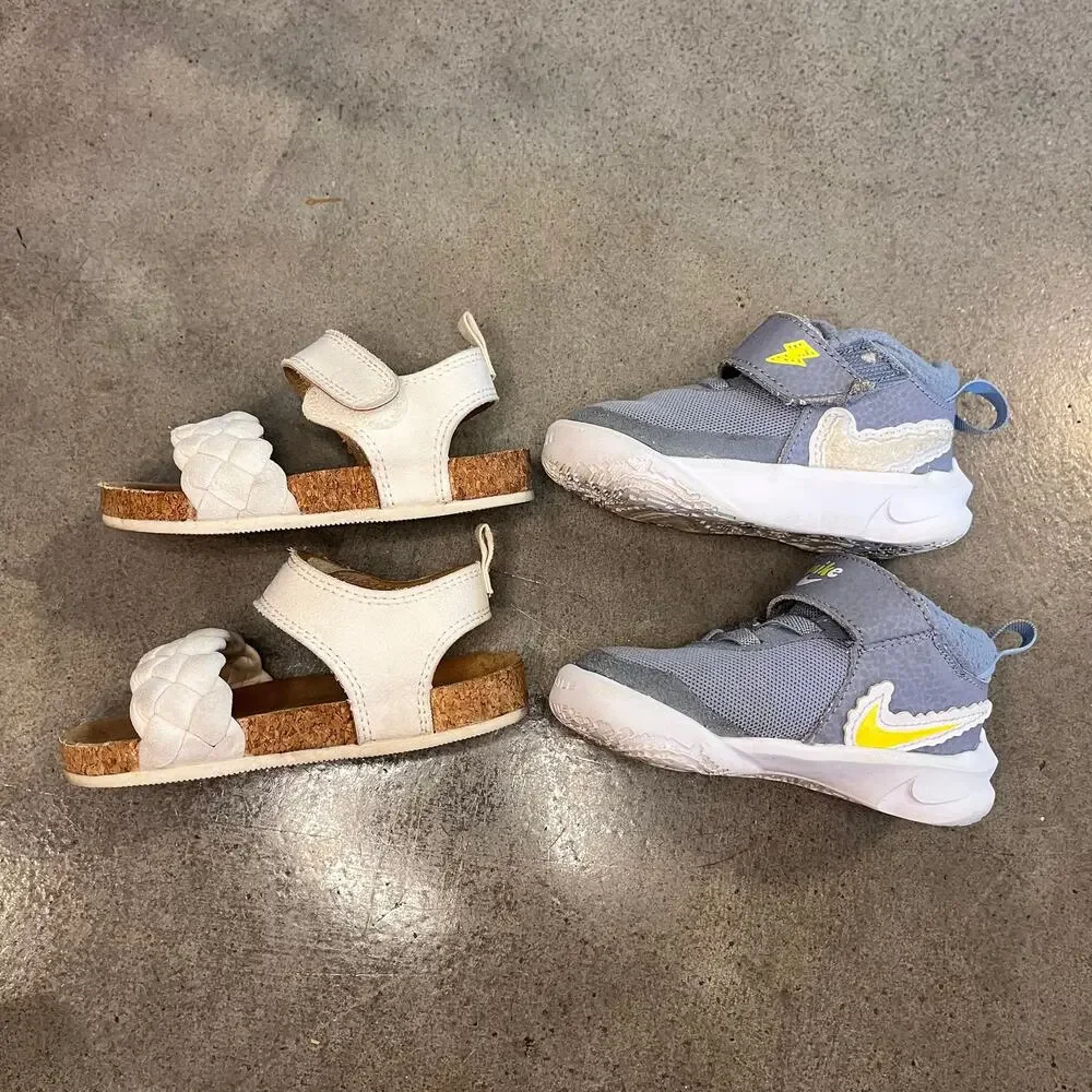 Nike Gray sneaker shoes H&M White sandals bundle toddler girls size 5 baby